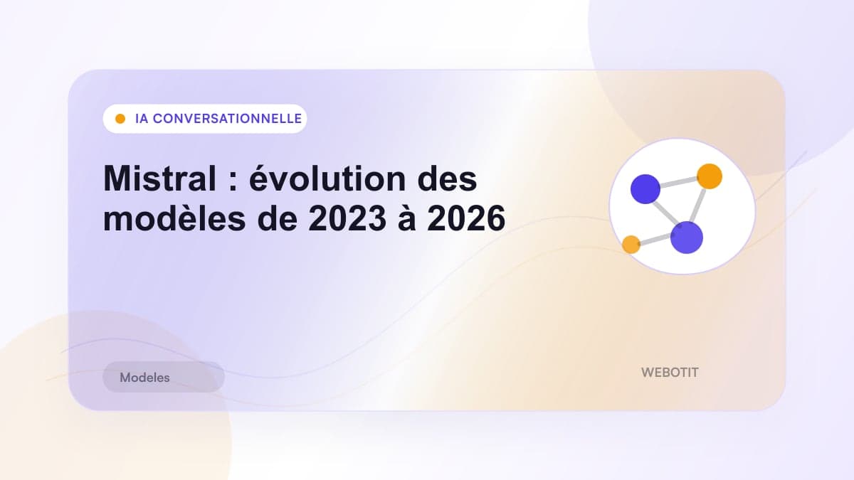 Illustration éditoriale pour Mistral : évolution des modèles de 2023 à 2026