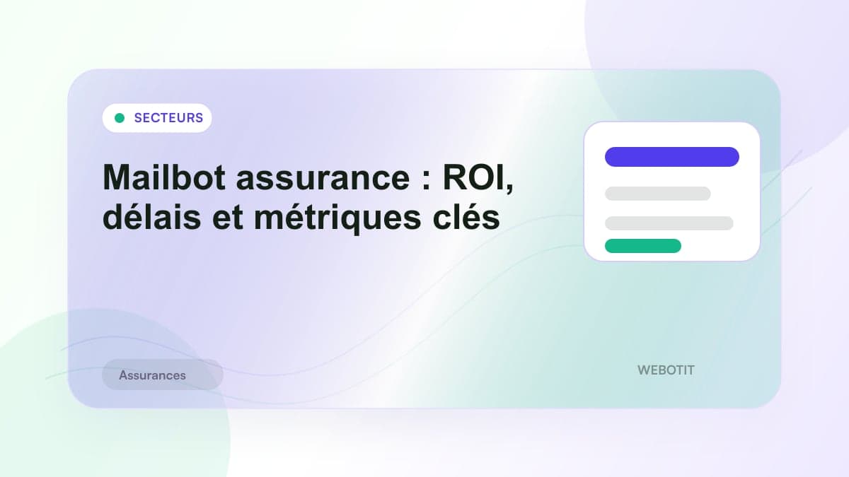 Illustration éditoriale pour Mailbot assurance : ROI, délais et métriques clés