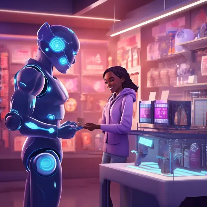 Un robot qui discute avec un client à propos de la fidélité