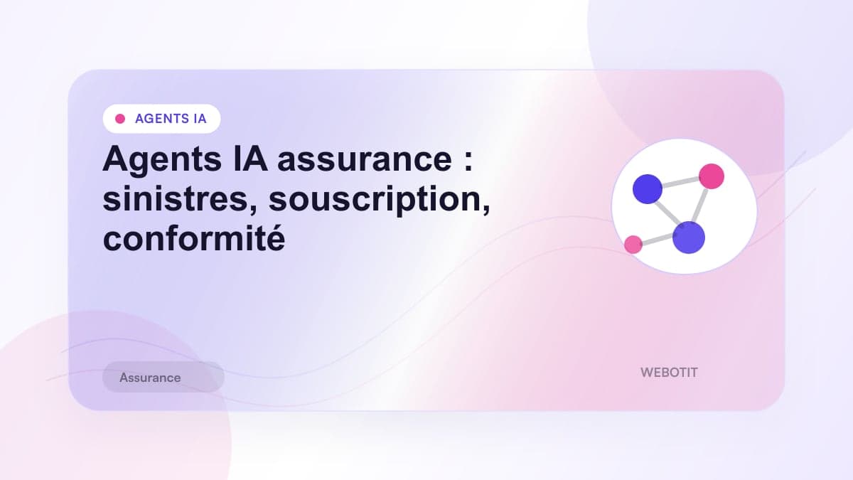 Illustration éditoriale pour Agents IA assurance : sinistres, souscription, conformité
