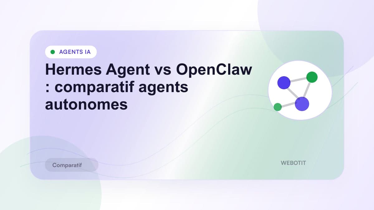Illustration éditoriale pour Hermes Agent vs OpenClaw : comparatif agents autonomes