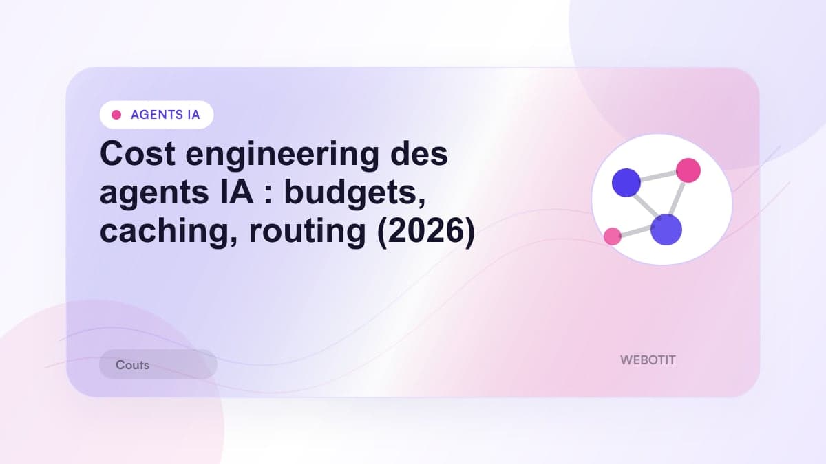 Illustration éditoriale pour Cost engineering des agents IA : budgets, caching, routing (2026)