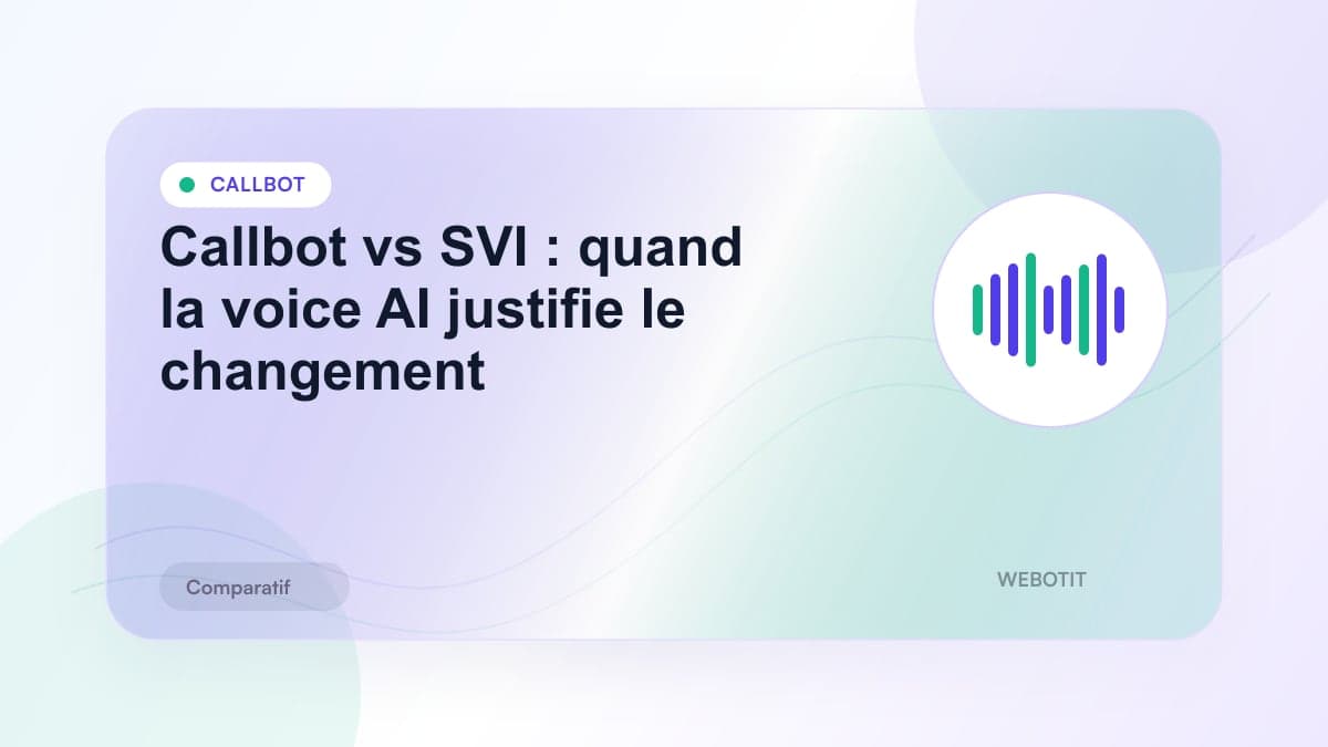 Illustration éditoriale pour Callbot vs SVI : quand la voice AI justifie le changement