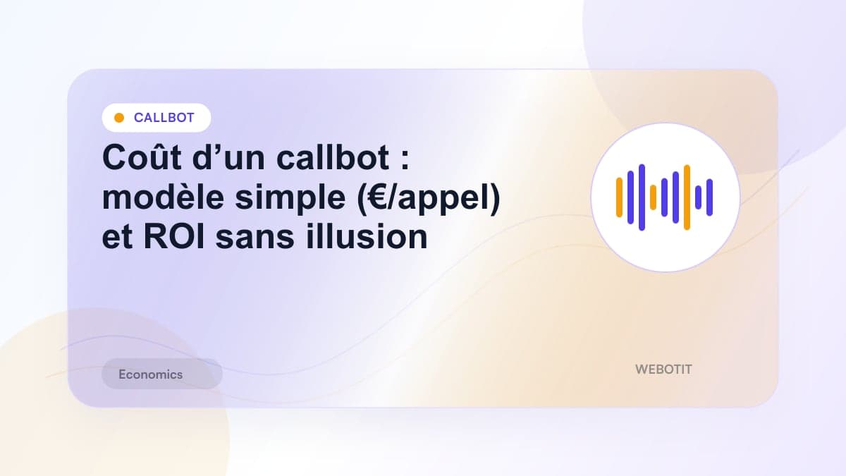 Illustration éditoriale pour Coût d’un callbot : modèle simple (€/appel) et ROI sans illusion