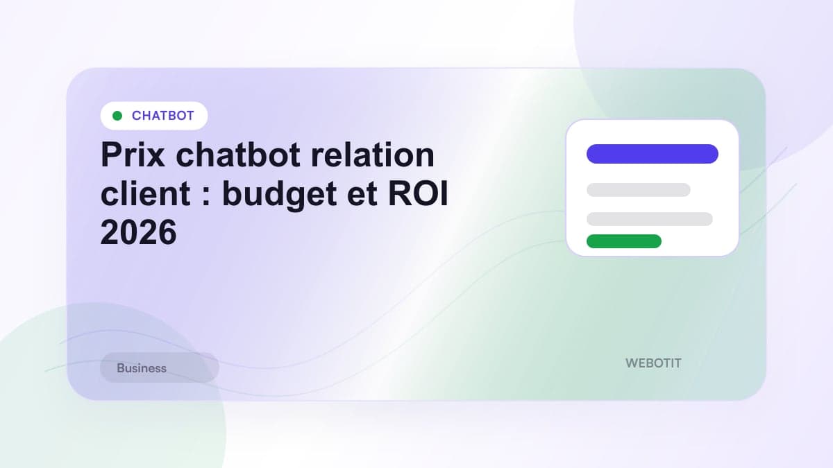Illustration éditoriale pour Prix chatbot relation client : budget et ROI 2026
