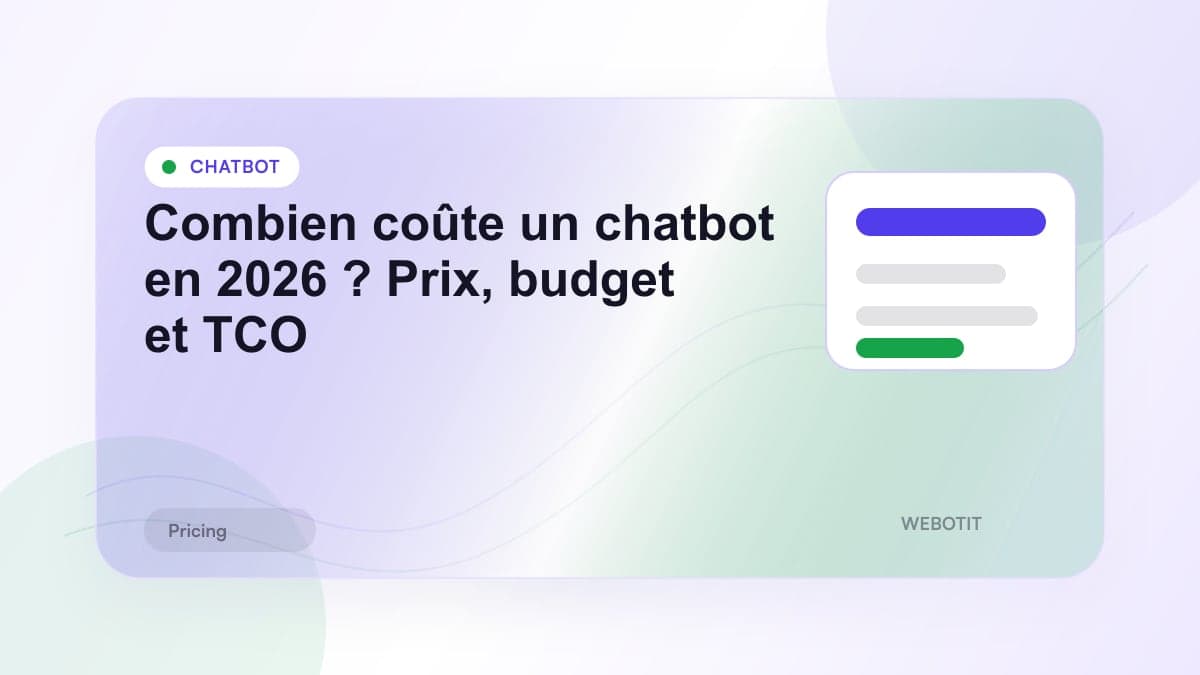 Illustration éditoriale pour Combien coûte un chatbot en 2026 ? Prix, budget et TCO