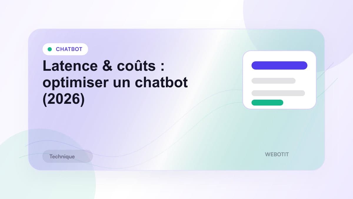 Illustration éditoriale pour Latence & coûts : optimiser un chatbot (2026)