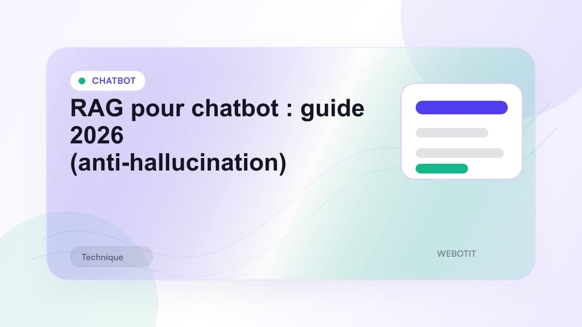 Illustration éditoriale pour RAG pour chatbot : guide 2026 (anti-hallucination)