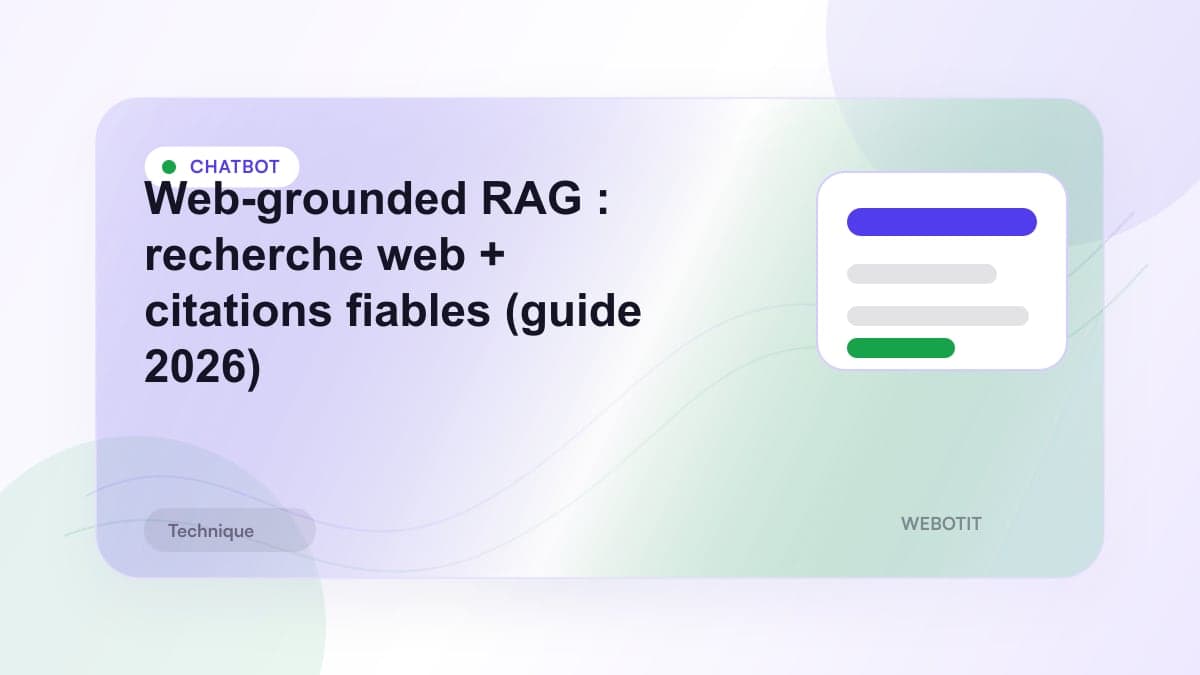 Illustration éditoriale pour Web-grounded RAG : recherche web + citations fiables (guide 2026)