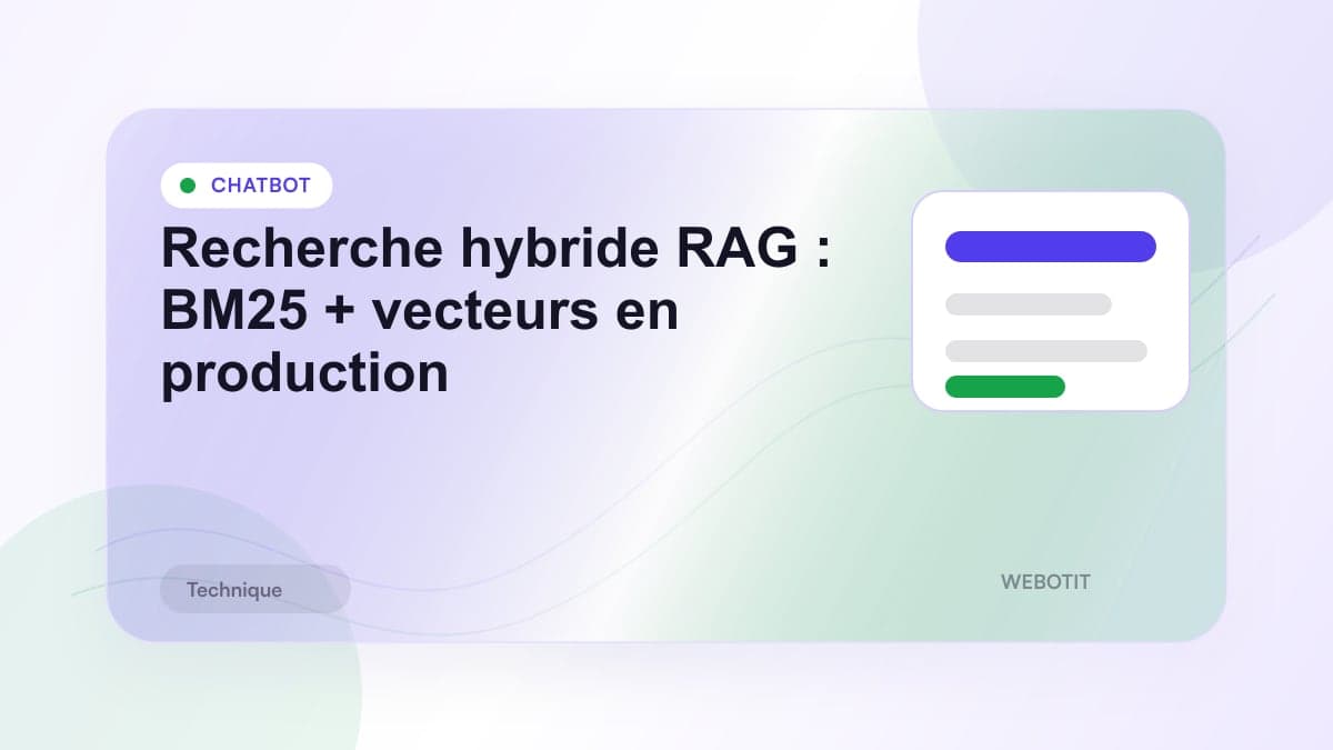 Illustration éditoriale pour Recherche hybride RAG : BM25 + vecteurs en production