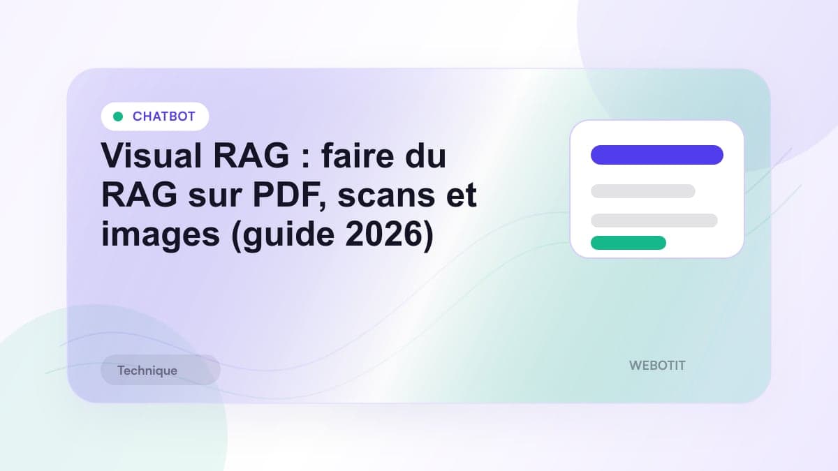 Illustration éditoriale pour Visual RAG : faire du RAG sur PDF, scans et images (guide 2026)