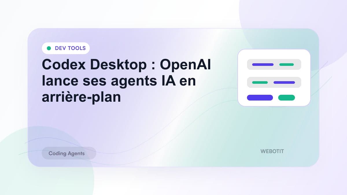 Illustration éditoriale pour Codex Desktop : OpenAI lance ses agents IA en arrière-plan