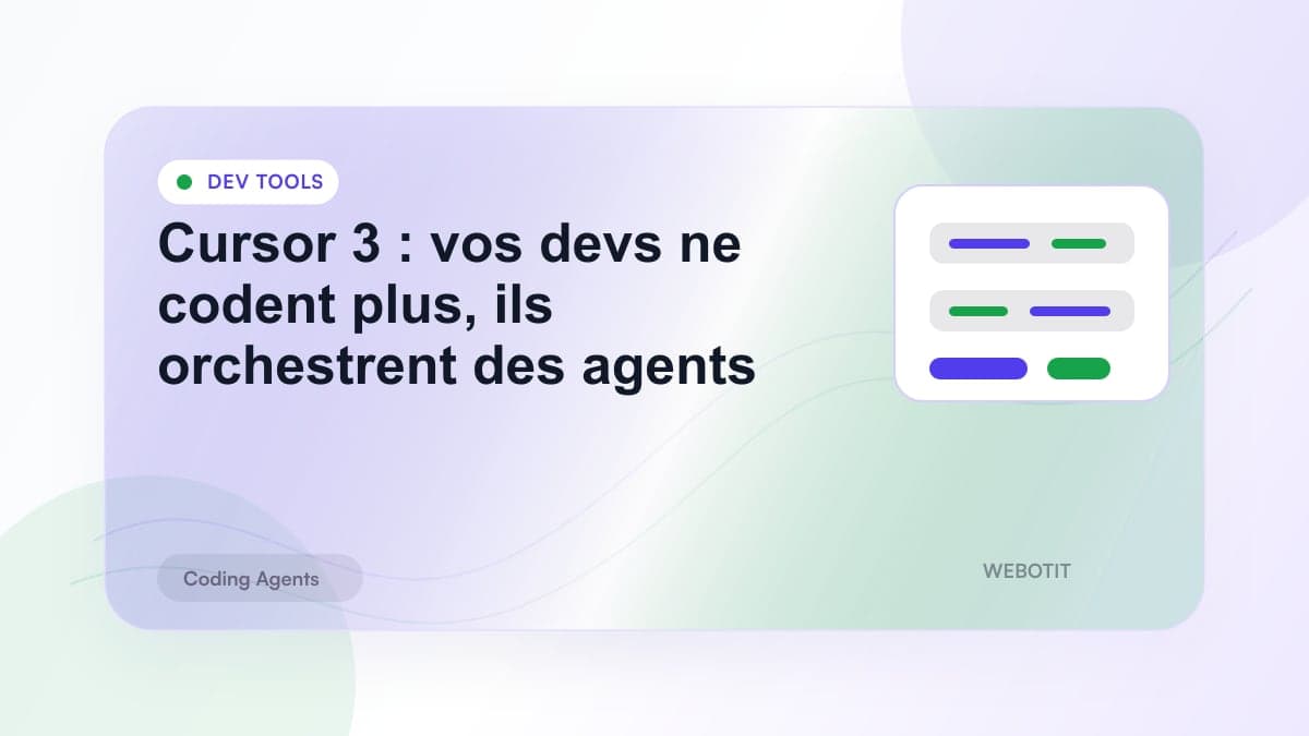 Illustration éditoriale pour Cursor 3 : vos devs ne codent plus, ils orchestrent des agents