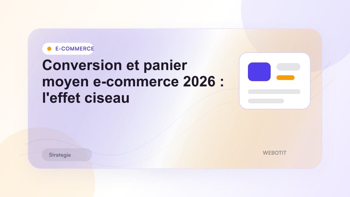 Illustration éditoriale pour Conversion et panier moyen e-commerce 2026 : l'effet ciseau