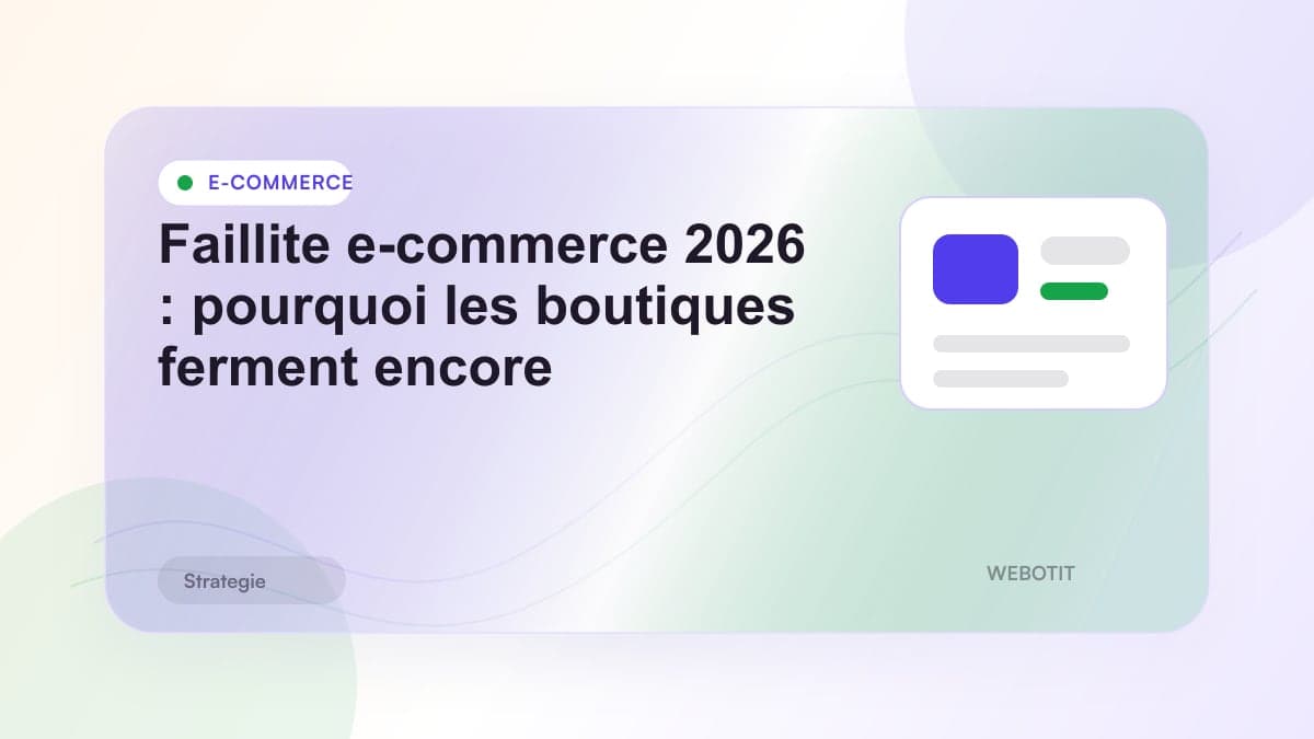 Illustration éditoriale pour Faillite e-commerce 2026 : pourquoi les boutiques ferment encore