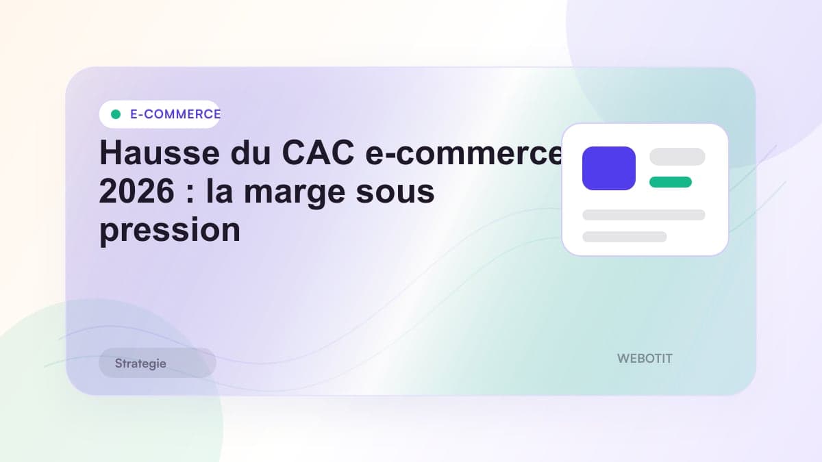 Illustration éditoriale pour Hausse du CAC e-commerce 2026 : la marge sous pression
