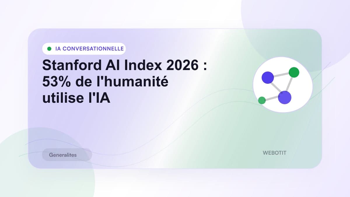 Illustration éditoriale pour Stanford AI Index 2026 : 53% de l'humanité utilise l'IA