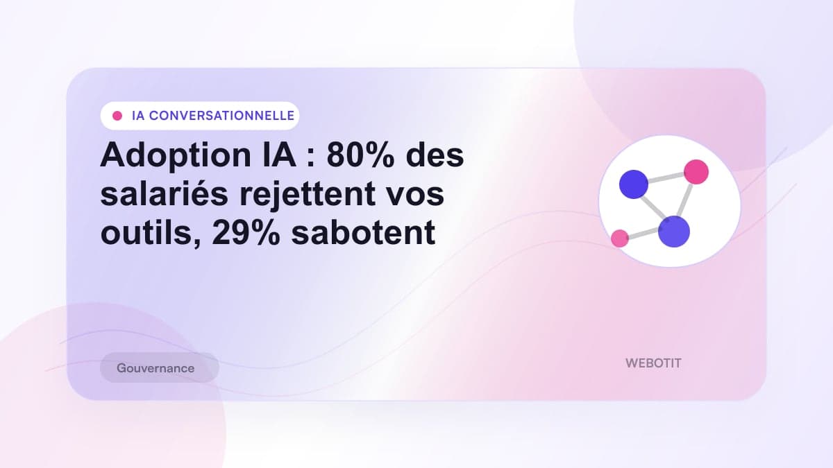 Illustration éditoriale pour Adoption IA : 80% des salariés rejettent vos outils, 29% sabotent