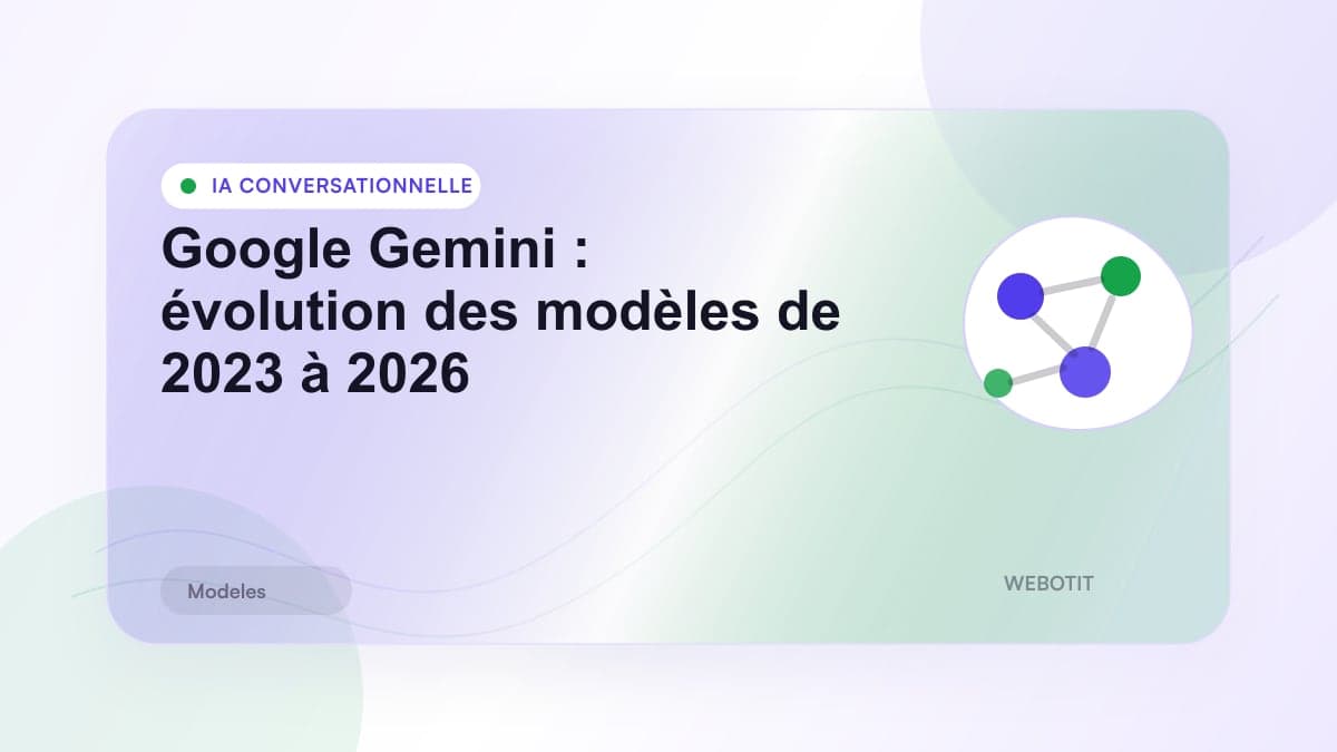 Illustration éditoriale pour Google Gemini : évolution des modèles de 2023 à 2026