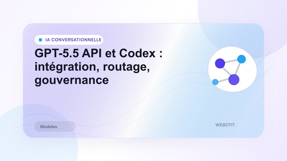 Illustration éditoriale pour GPT-5.5 API et Codex : intégration, routage, gouvernance
