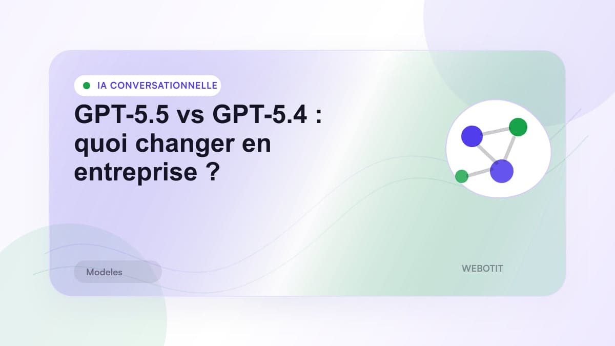 Illustration éditoriale pour GPT-5.5 vs GPT-5.4 : quoi changer en entreprise ?