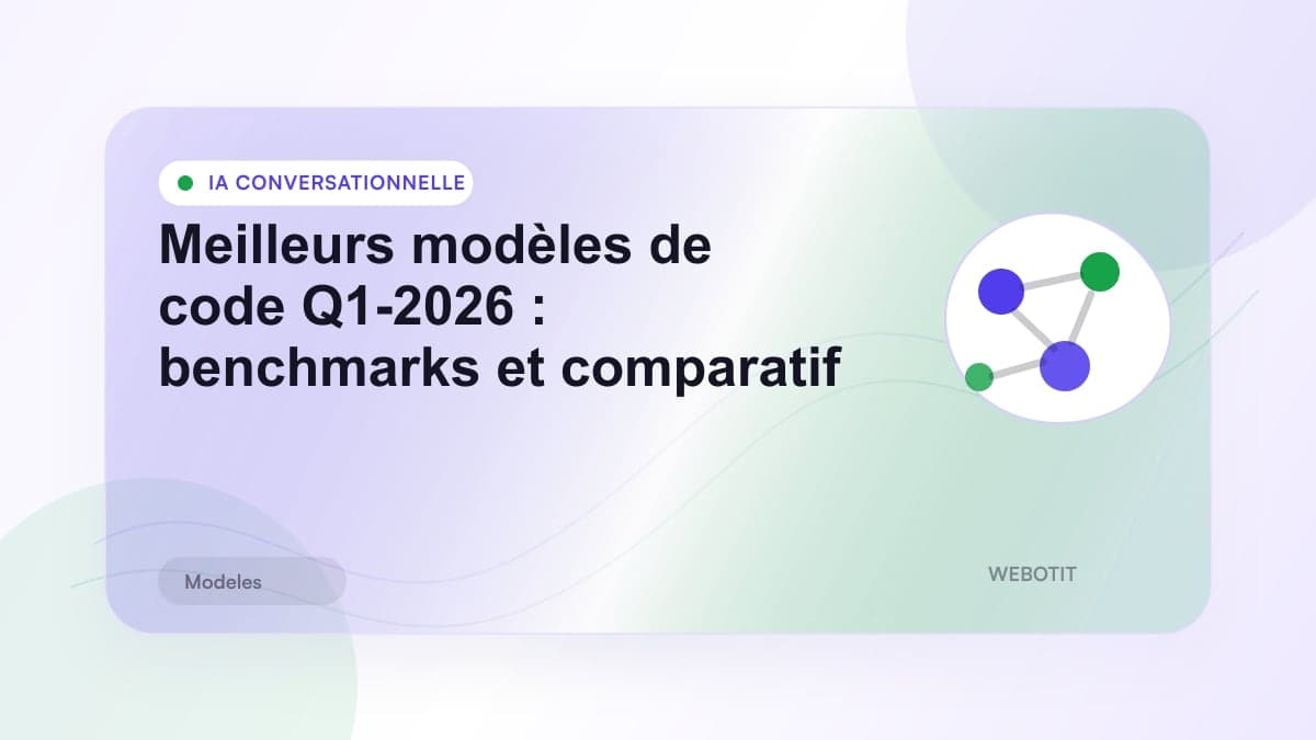 Illustration éditoriale pour Meilleurs modèles de code Q1-2026 : benchmarks et comparatif