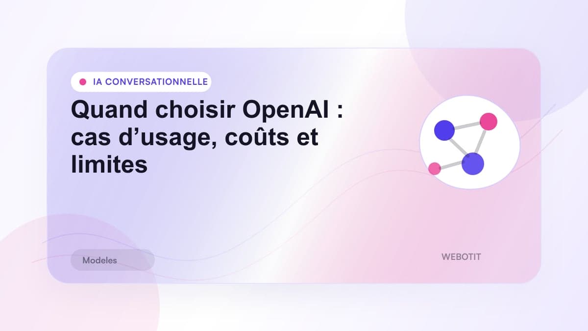 Illustration éditoriale pour Quand choisir OpenAI : cas d’usage, coûts et limites