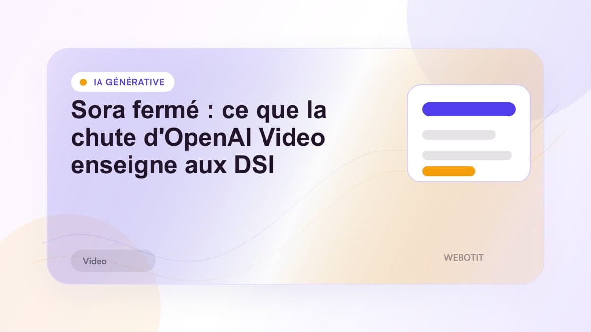 Illustration éditoriale pour Sora fermé : ce que la chute d'OpenAI Video enseigne aux DSI