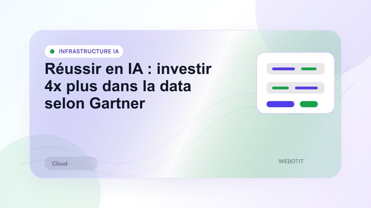 Illustration éditoriale pour Réussir en IA : investir 4x plus dans la data selon Gartner