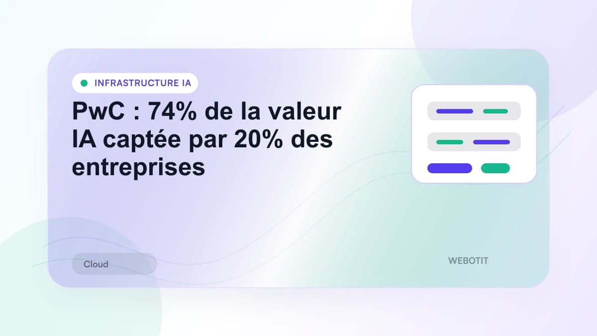 Illustration éditoriale pour PwC : 74% de la valeur IA captée par 20% des entreprises