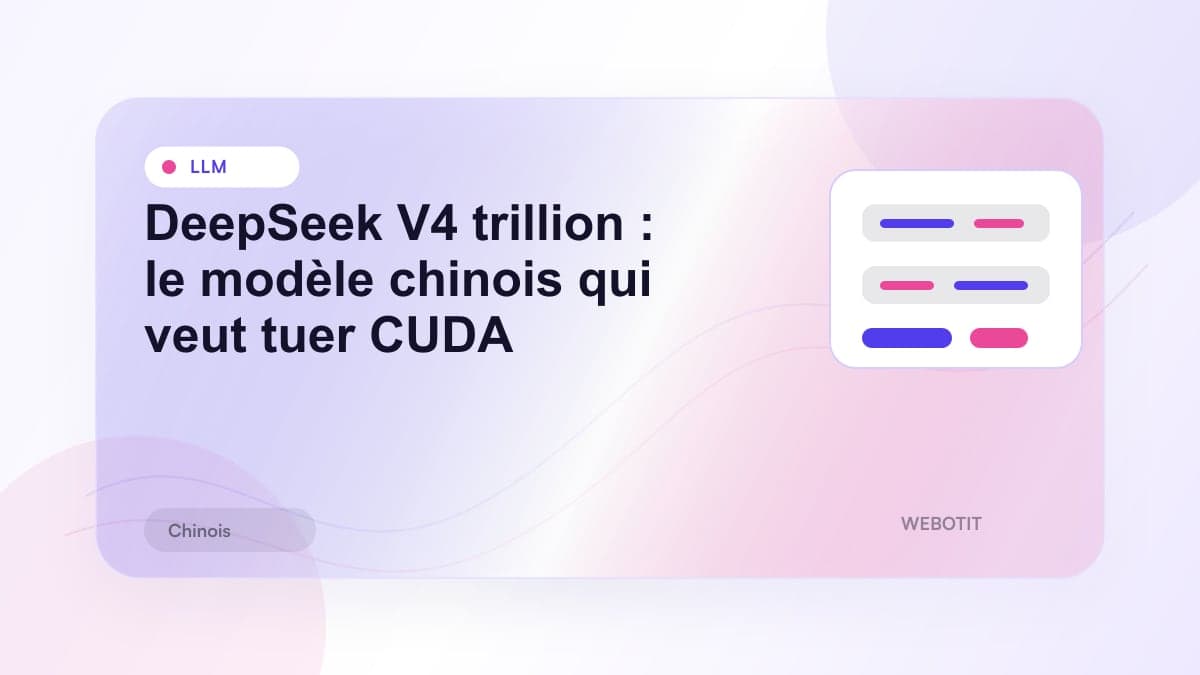 Illustration éditoriale pour DeepSeek V4 trillion : le modèle chinois qui veut tuer CUDA