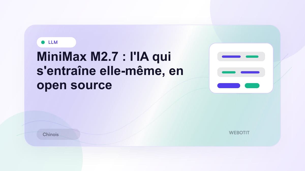 Illustration éditoriale pour MiniMax M2.7 : l'IA qui s'entraîne elle-même, en open source