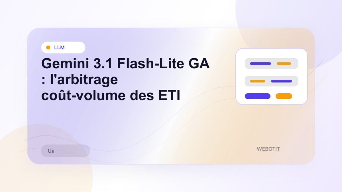 Illustration éditoriale pour Gemini 3.1 Flash-Lite GA : l'arbitrage coût-volume des ETI