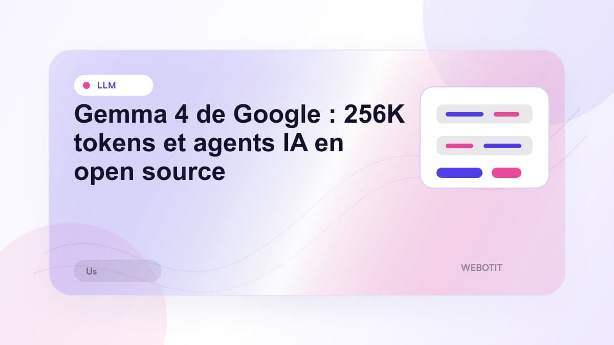 Illustration éditoriale pour Gemma 4 de Google : 256K tokens et agents IA en open source