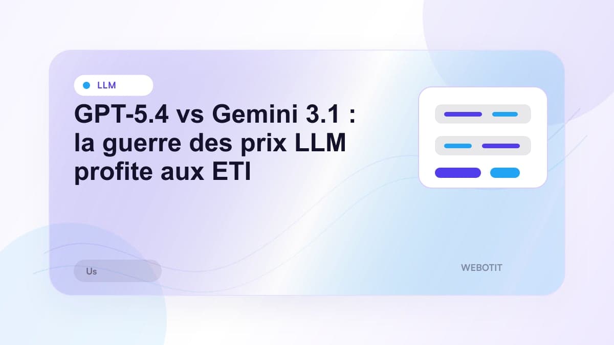 Illustration éditoriale pour GPT-5.4 vs Gemini 3.1 : la guerre des prix LLM profite aux ETI