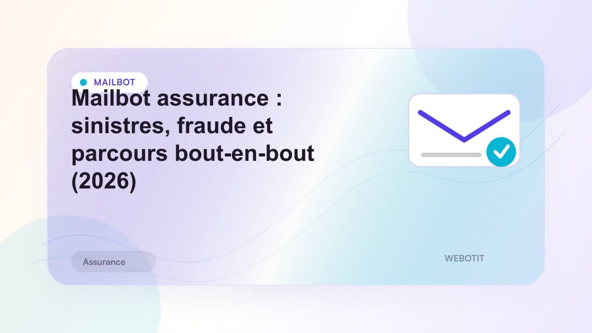Illustration éditoriale pour Mailbot assurance : sinistres, fraude et parcours bout-en-bout (2026)