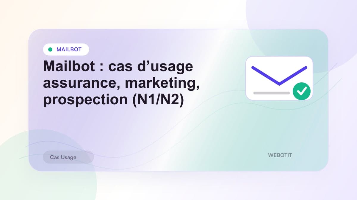 Illustration éditoriale pour Mailbot : cas d’usage assurance, marketing, prospection (N1/N2)