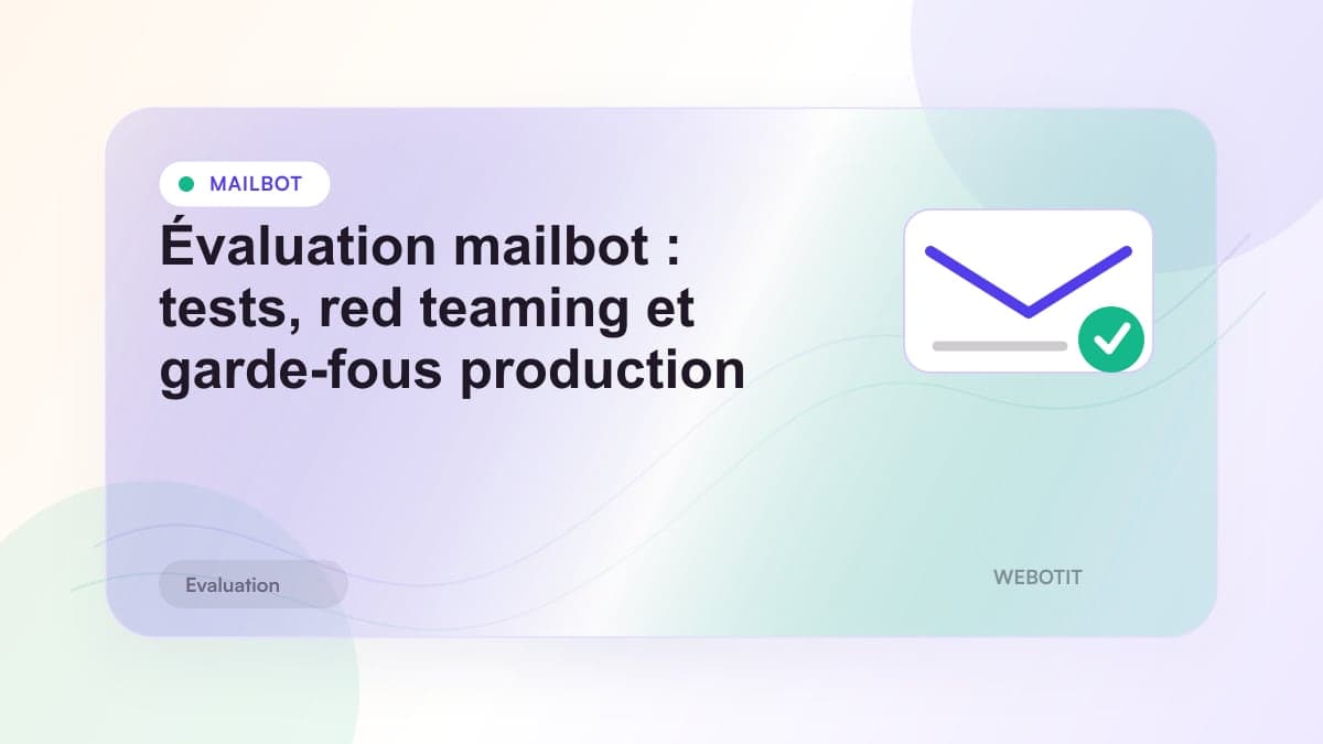 Illustration éditoriale pour Évaluation mailbot : tests, red teaming et garde-fous production