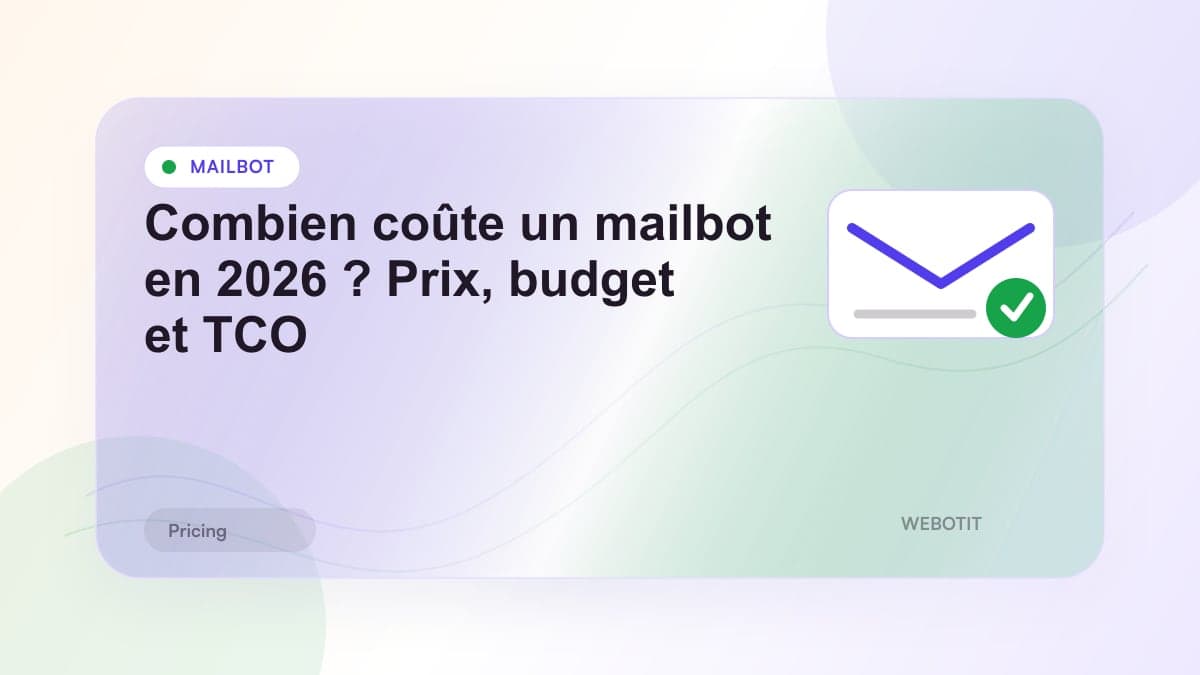 Illustration éditoriale pour Combien coûte un mailbot en 2026 ? Prix, budget et TCO