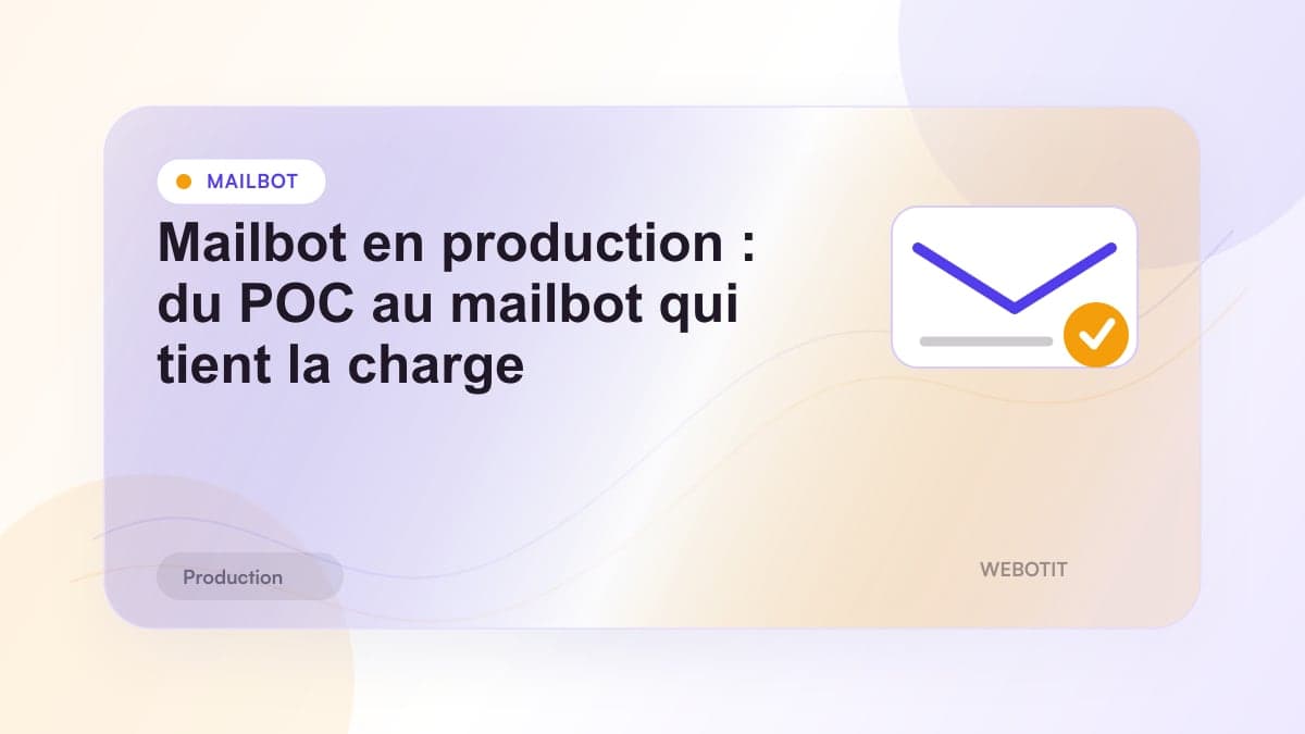 Illustration éditoriale pour Mailbot en production : du POC au mailbot qui tient la charge