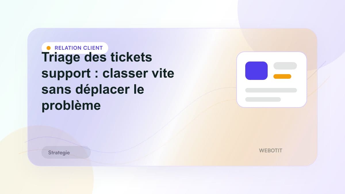 Illustration éditoriale pour Triage des tickets support : classer vite sans déplacer le problème