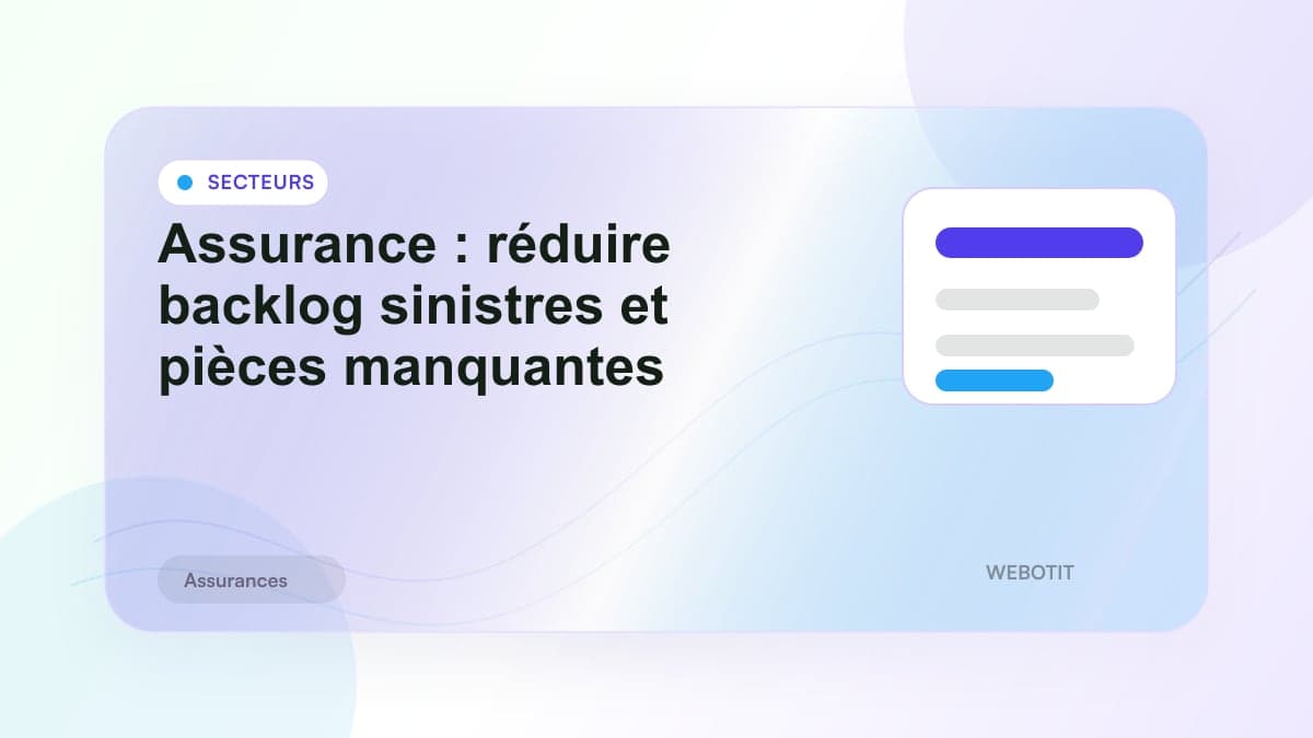 Illustration éditoriale pour Assurance : réduire backlog sinistres et pièces manquantes