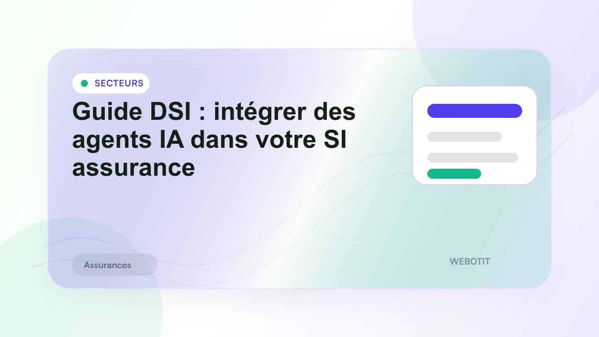 Illustration éditoriale pour Guide DSI : intégrer des agents IA dans votre SI assurance
