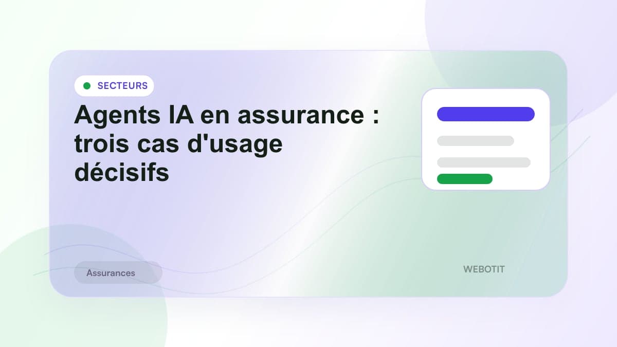 Illustration éditoriale pour Agents IA en assurance : trois cas d'usage décisifs