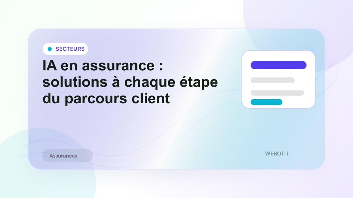 Illustration éditoriale pour IA en assurance : solutions à chaque étape du parcours client