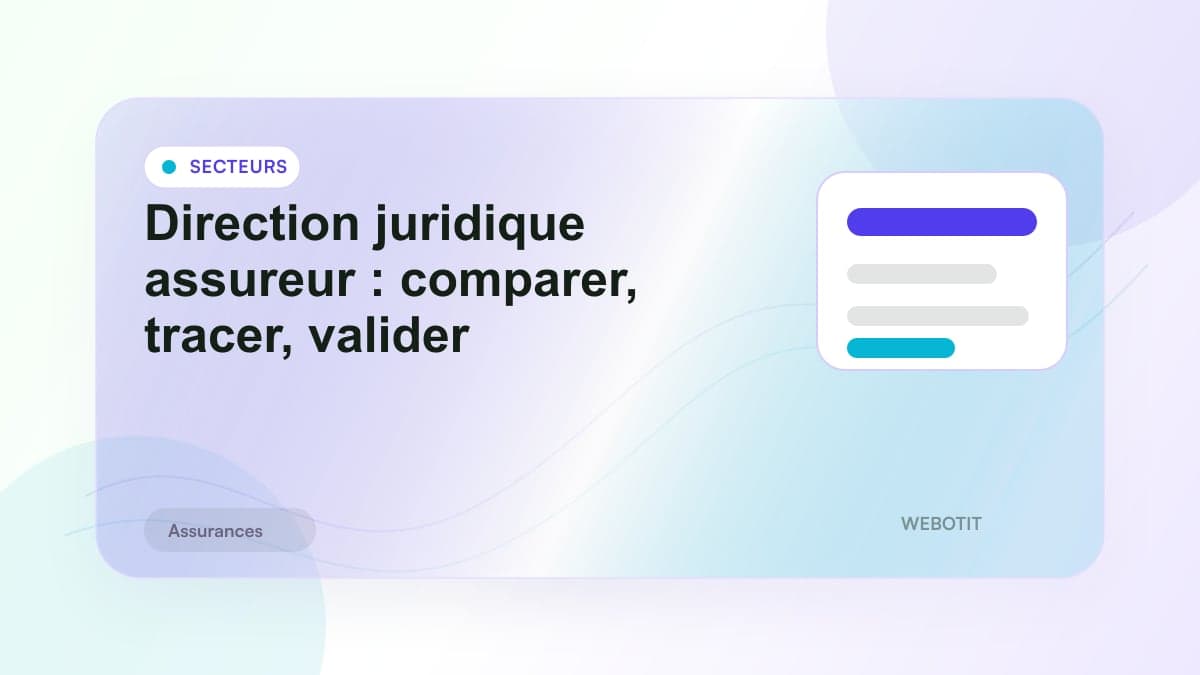 Illustration éditoriale pour Direction juridique assureur : comparer, tracer, valider