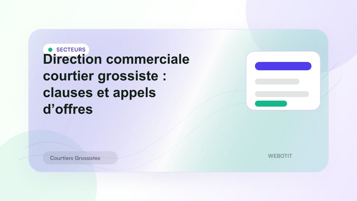 Illustration éditoriale pour Direction commerciale courtier grossiste : clauses et appels d’offres