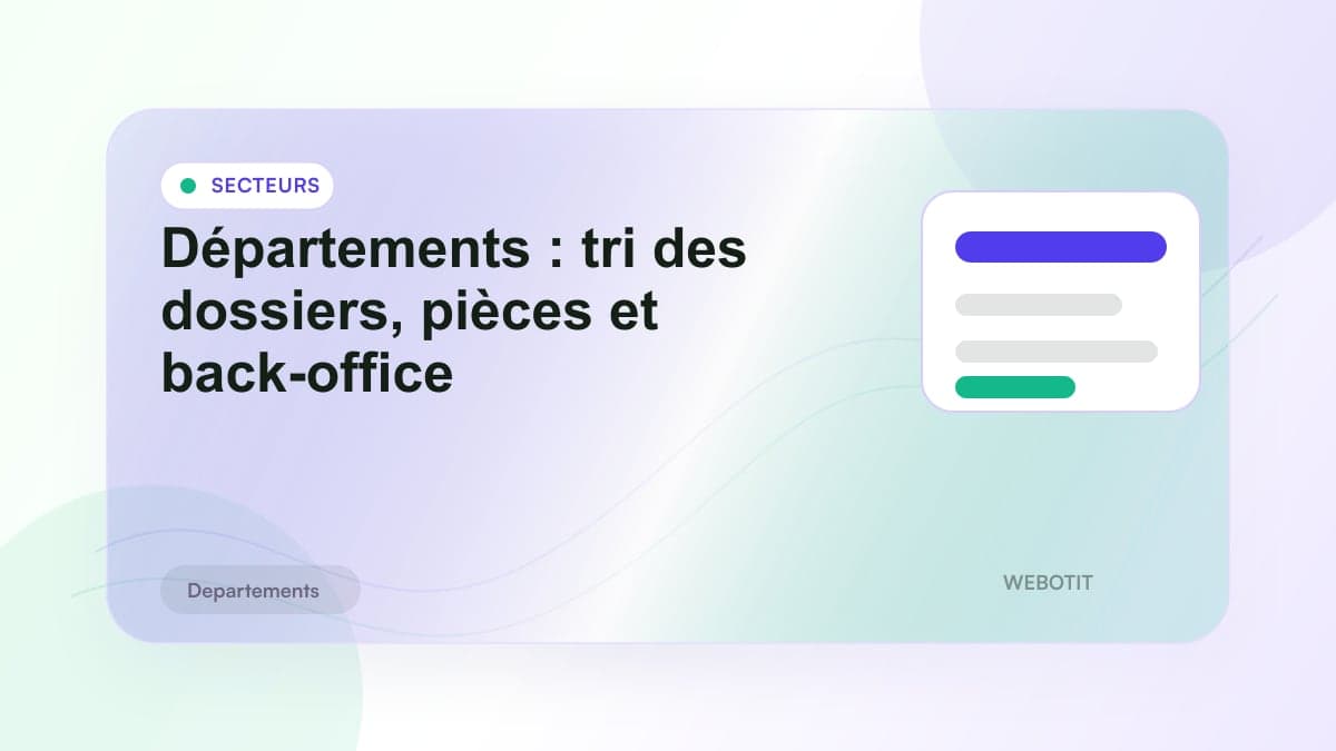 Illustration éditoriale pour Départements : tri des dossiers, pièces et back-office