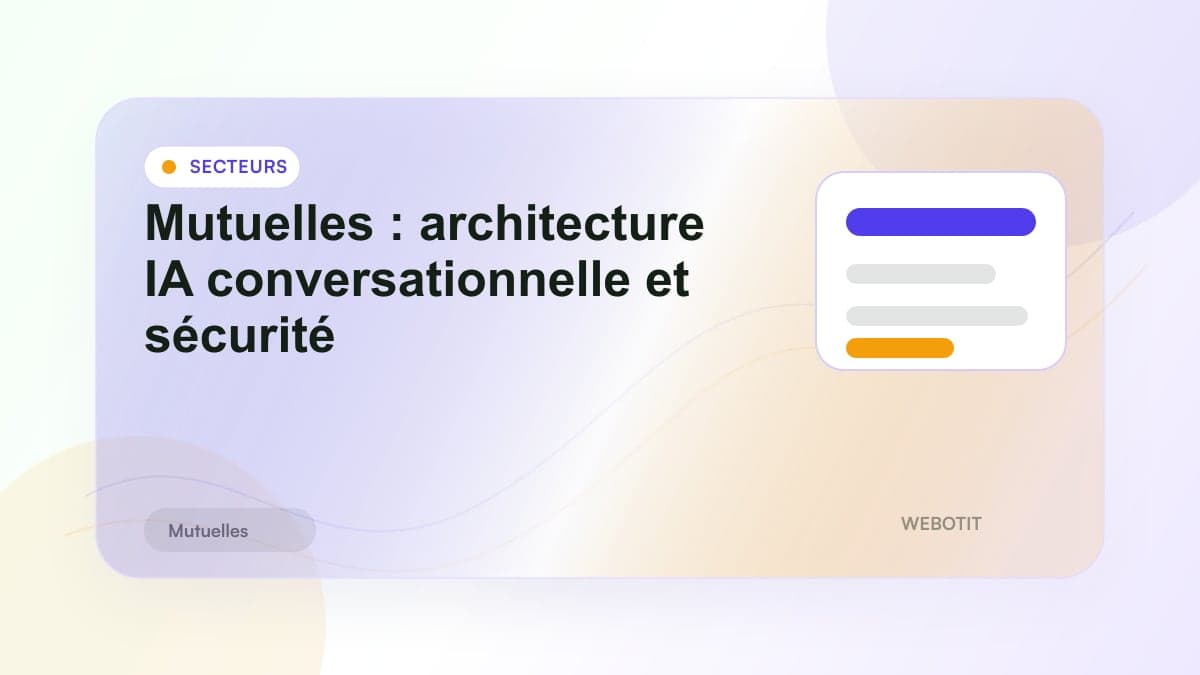 Illustration éditoriale pour Mutuelles : architecture IA conversationnelle et sécurité