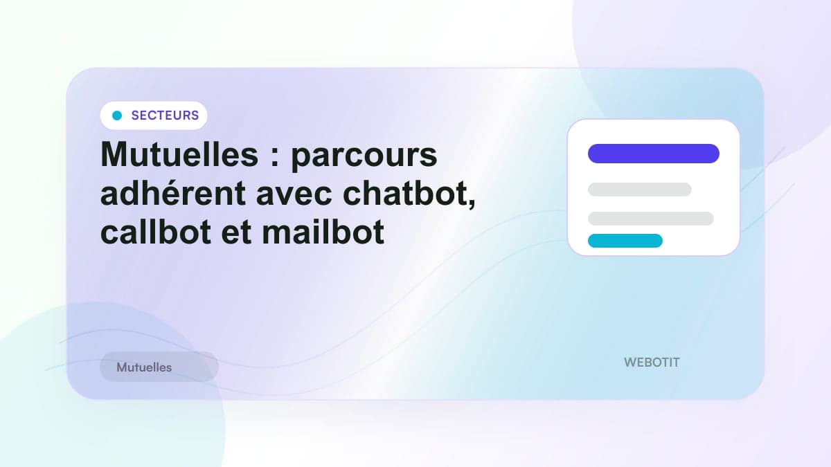 Illustration éditoriale pour Mutuelles : parcours adhérent avec chatbot, callbot et mailbot